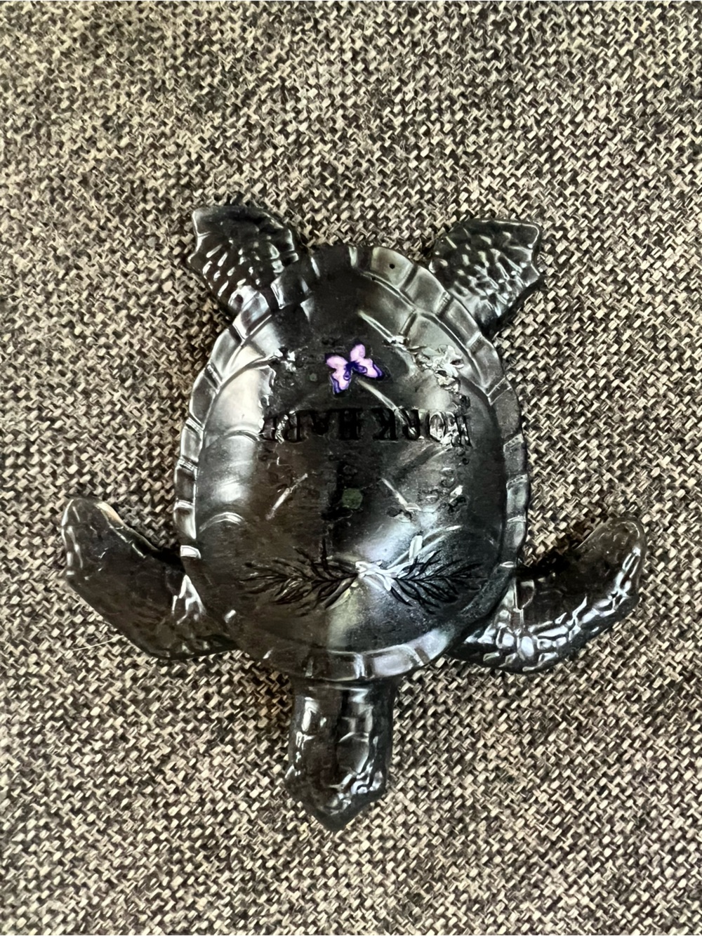 Black Turtle Wall Decor with 'Work Hard' Text